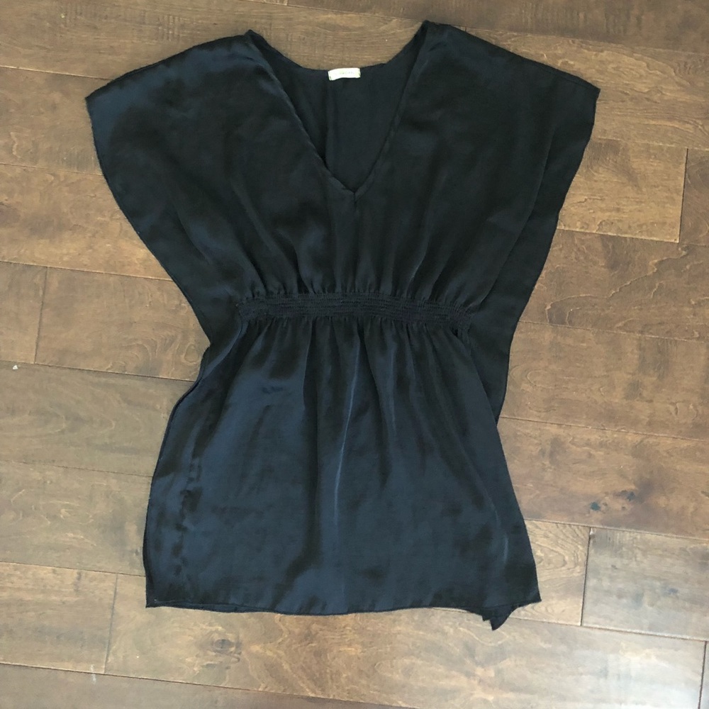 Nicolette Black Silky Shirt Dress